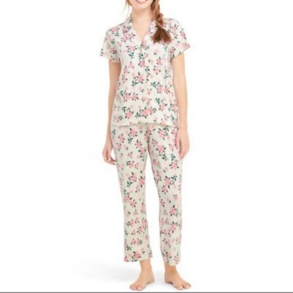 Draper James Cream Floral Pajama Set with Pink and Green Print
